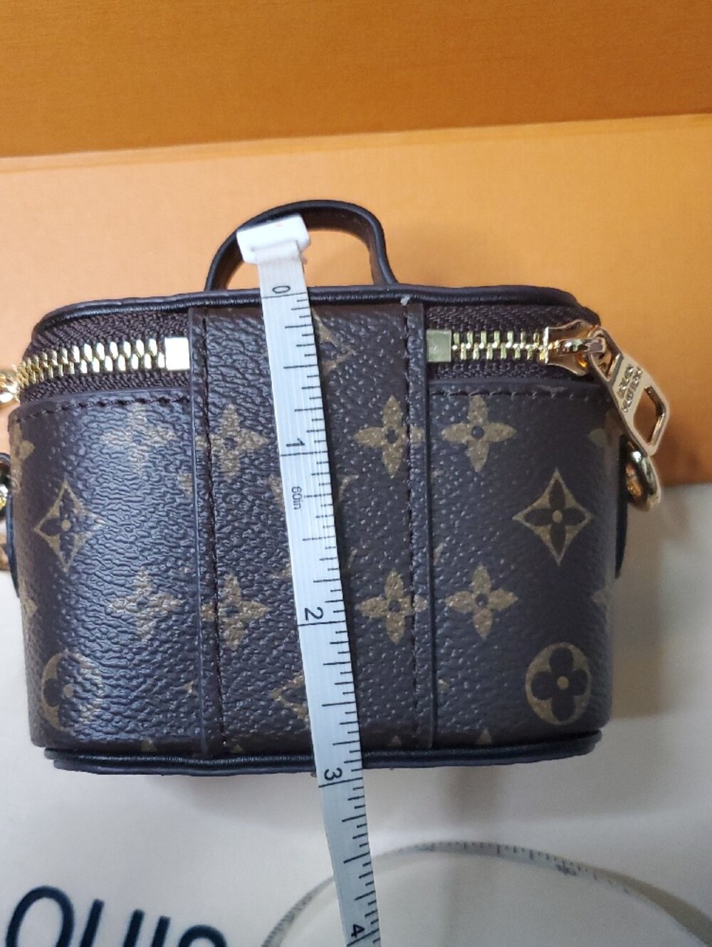 Monogram Mini Vanity Crossbody in Brown with Gold Chain - Picture 10 of 13
